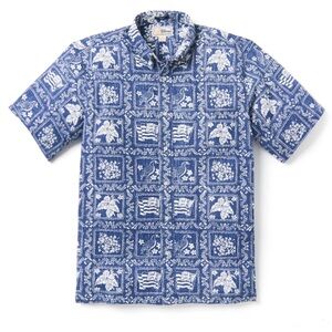 Reyn Spooner Blue and White Short Sleeve Shirt